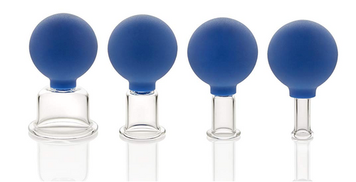Facial Massage Cupping Set of 4- Professional Glass Face and Body Cupping Set - Face Lift - Anti Wrinkle